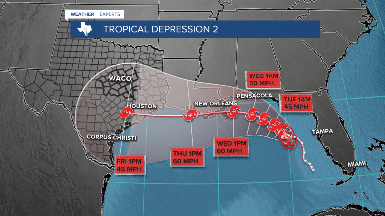 Tropical Depression 2 on Sunday
