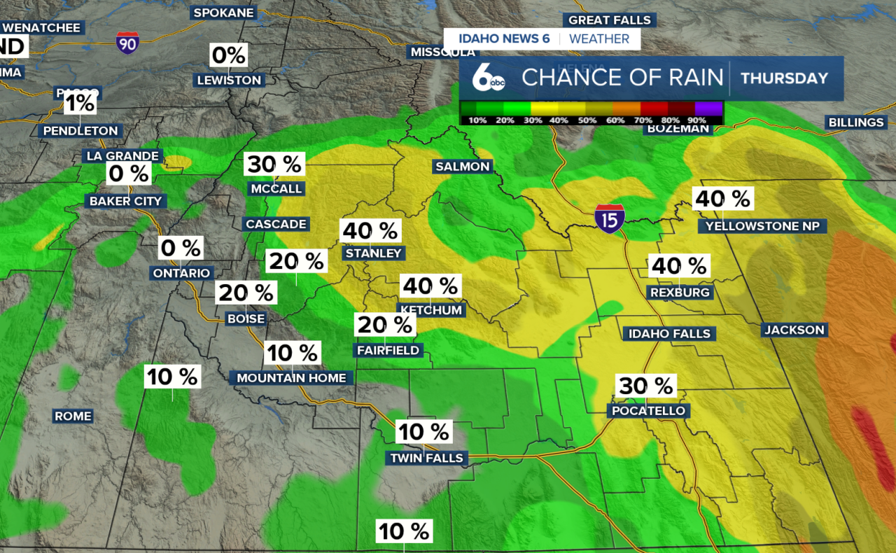Chance of rain Thursday