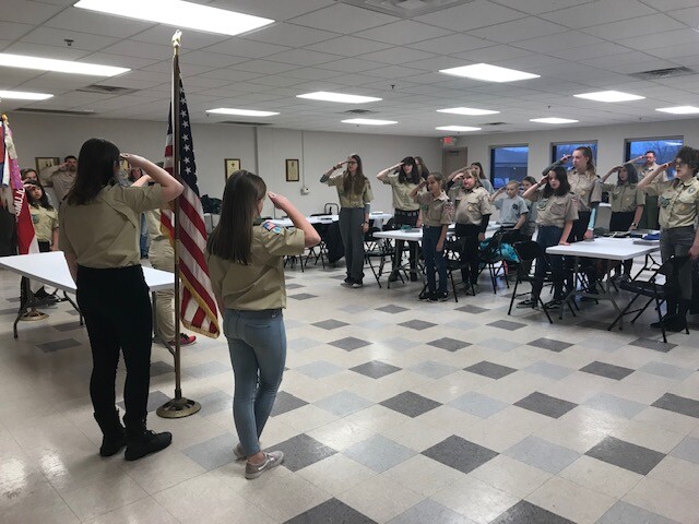 Mukwonago girls at BSA meeting