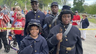 The ceremony paid tribute to veterans buried at the cemetery,