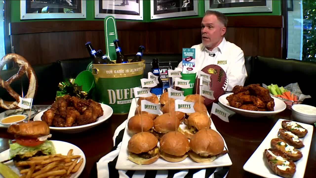 Joe Webb shows off all Duffy's goodies for Super Bowl LVII