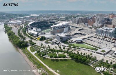 Existing Riverfront view of Paycor Stadium