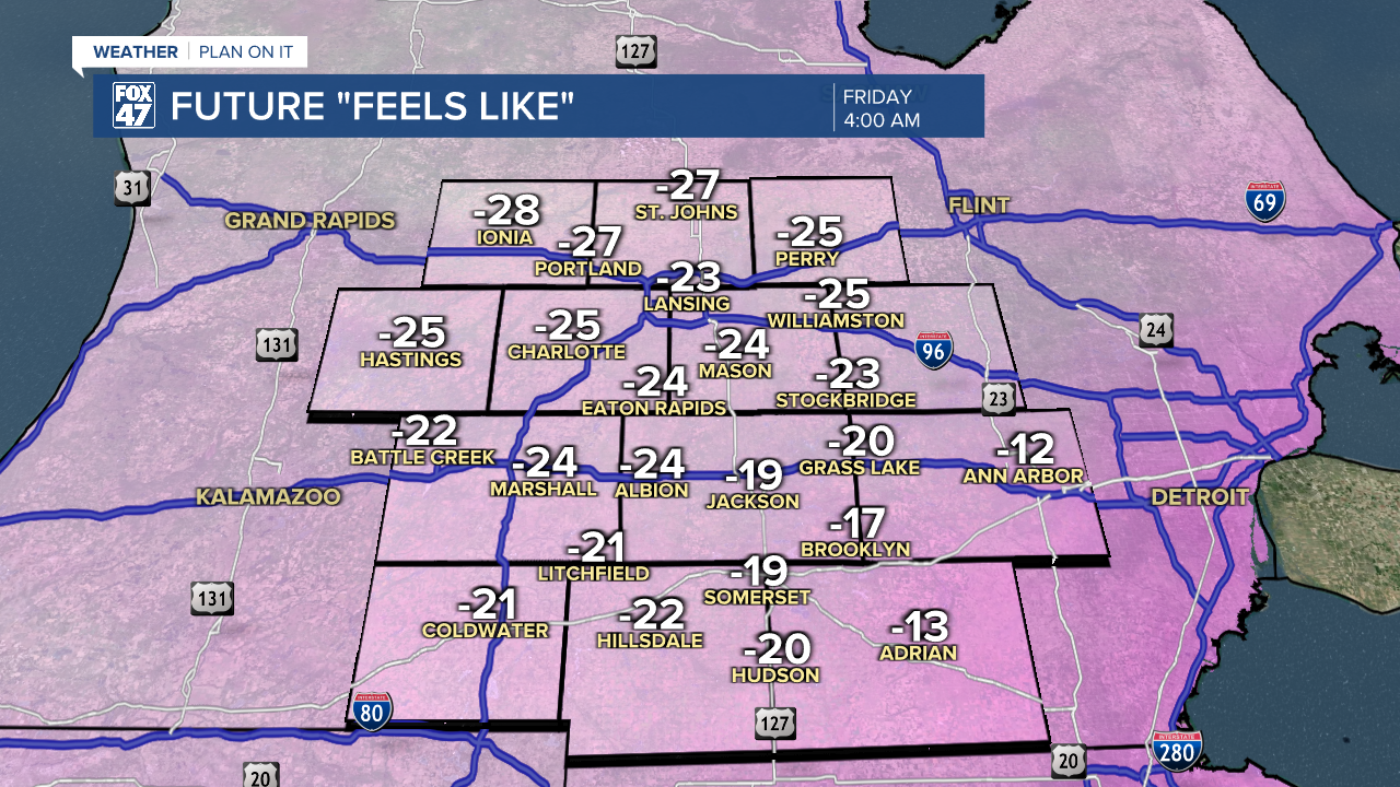 Winds chills as cold as 25 below possible overnight Thursday into Friday could bring frostbite concerns