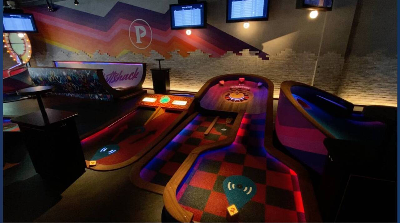 Inside the facility, you won't find the usual miniature golf themed holes that you may have grown up playing, such as windmills and animal/cartoon holes.