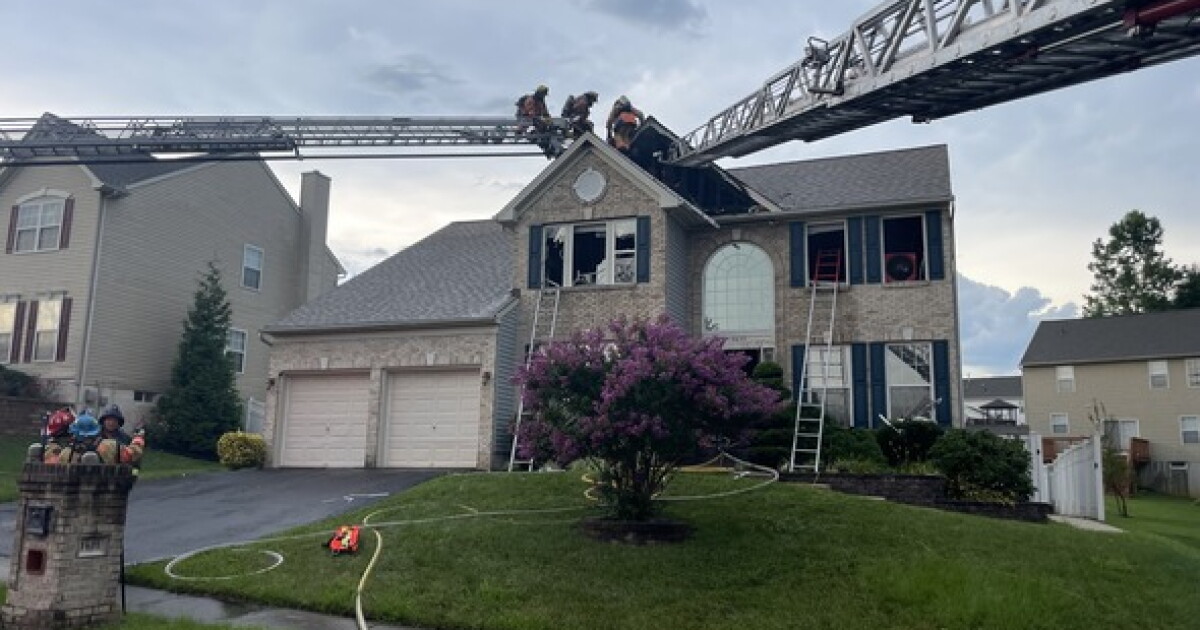 House catches fire after being struck by lightning in Harford County