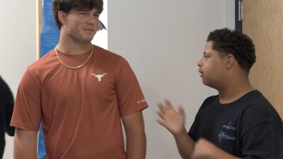 Quarterback Caleb Butler with his best friend, Troy Baldwin.