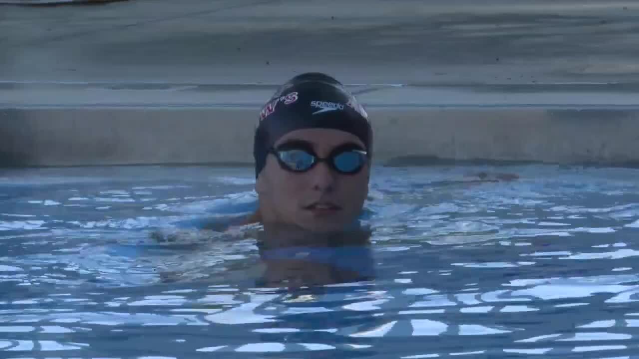 Joshua Balbi in pool for swim practice at St. Andrew's School