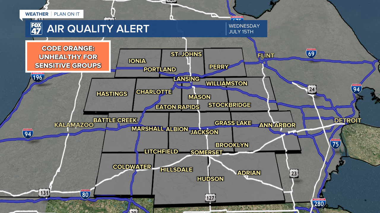 Air Quality Alert in effect Wednesday across the state of Michigan