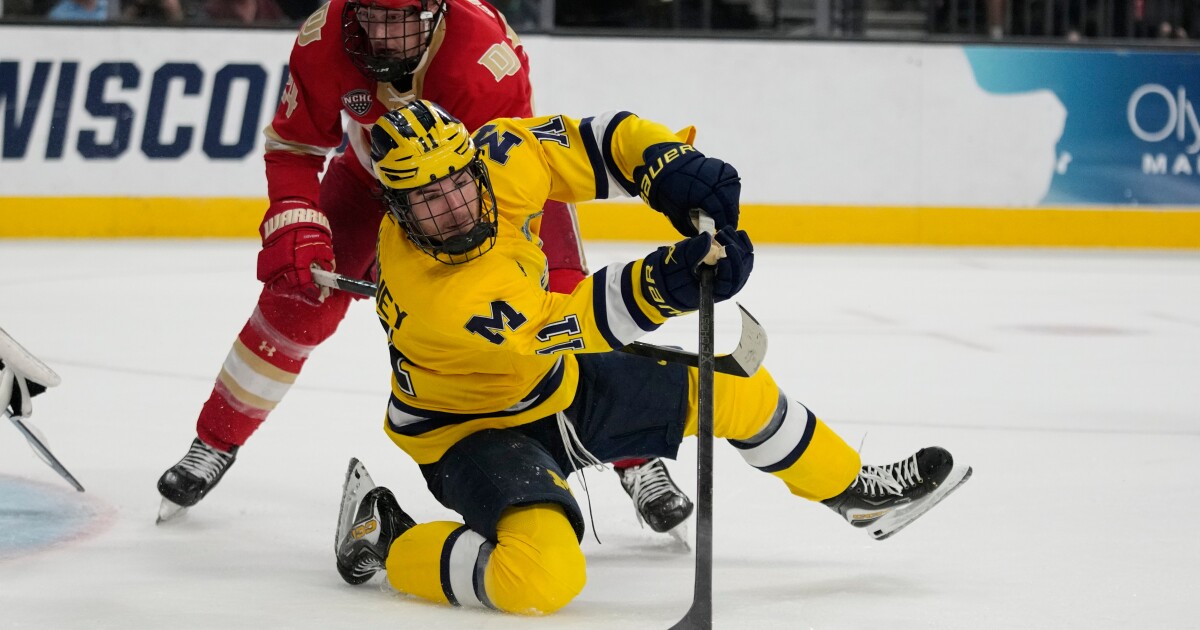 Denver beats Michigan 4-3 in 2OT, eliminating the Wolverines from Frozen Four
