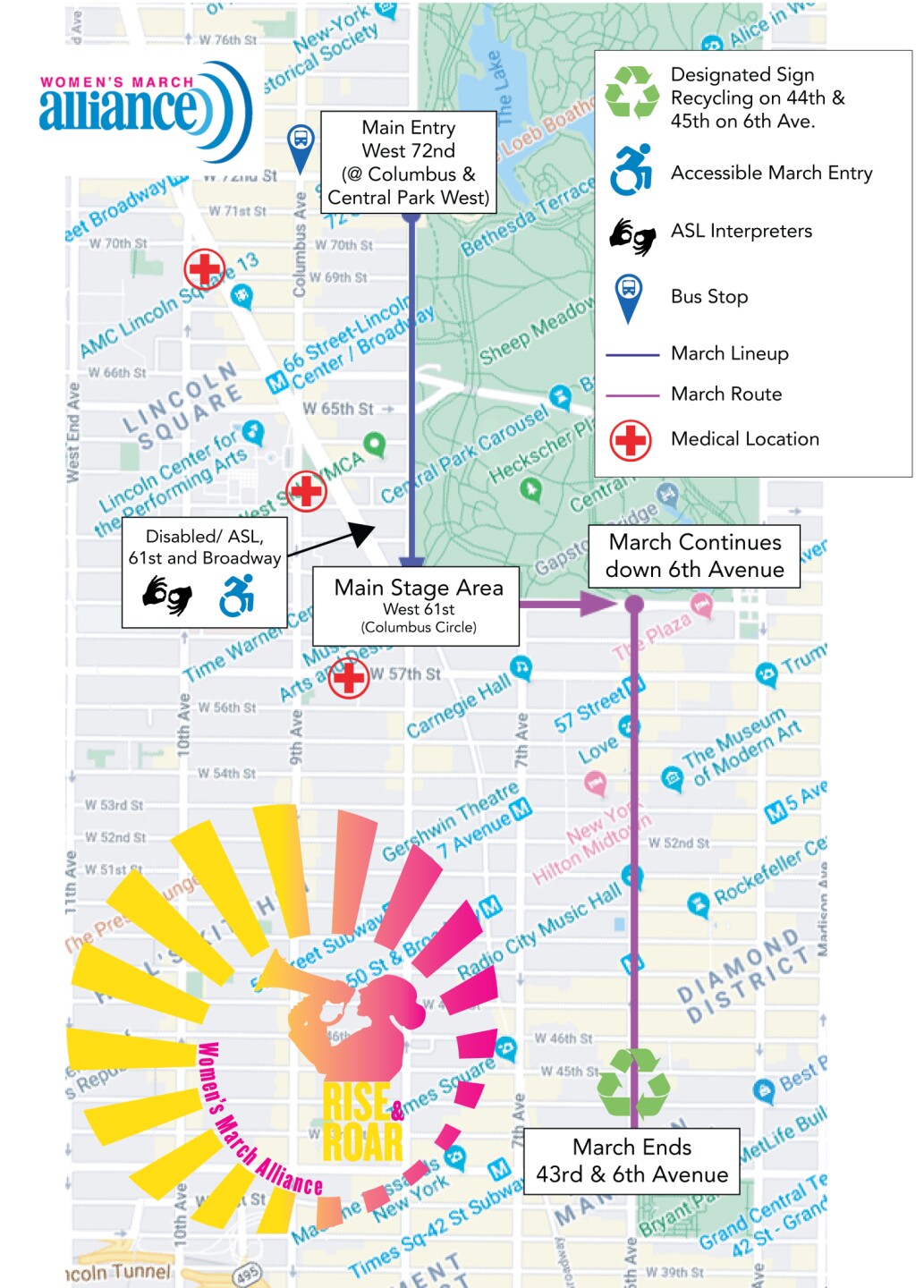 NYC Women's March 2020 map