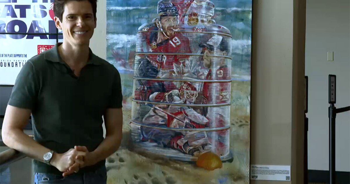 West Palm Beach artist's Florida Panthers Stanley Cup painting selected for Amerant Bank Arena display