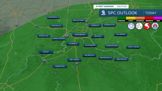 Marginal risk for severe storms today