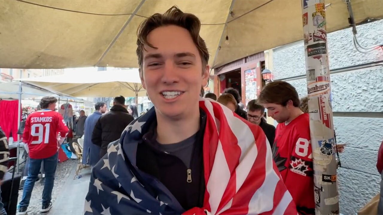 USA hockey fans in Milan celebrated the team's first gold medal in 46 years after defeating Canada 2-1 in overtime on Feb. 22, 2026.