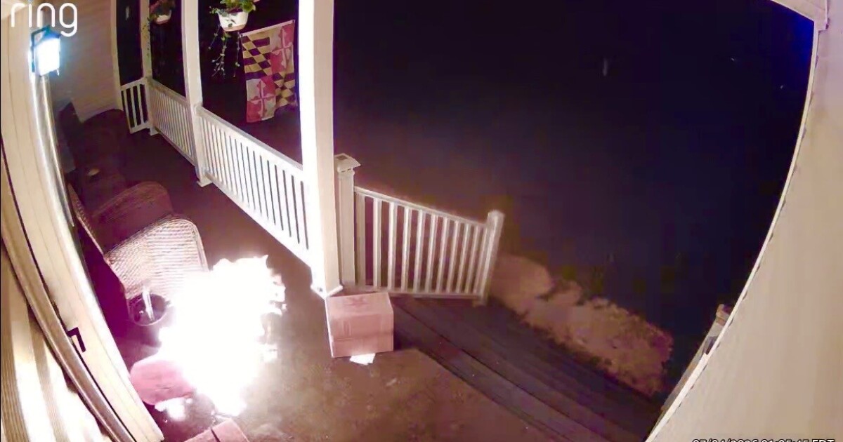 Whiteford home torched with flaming gas container, captured on Ring camera