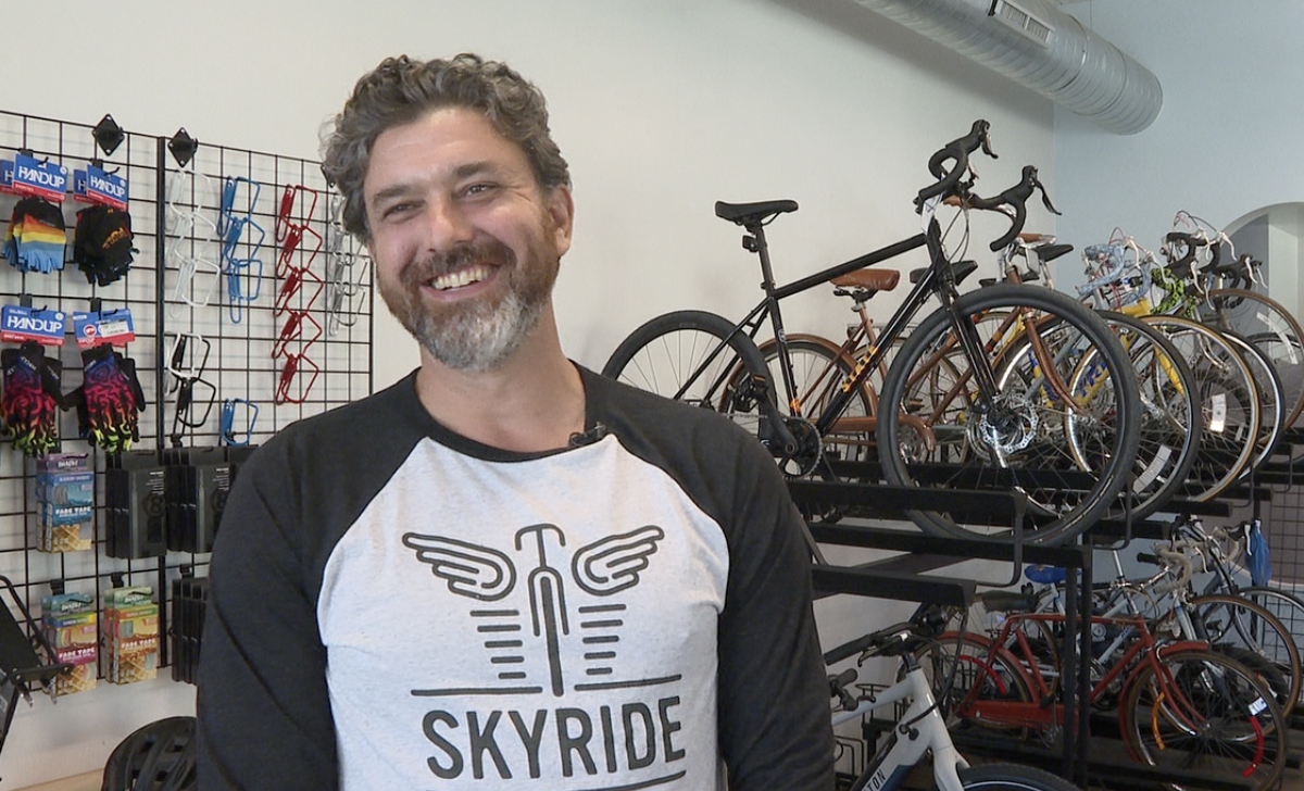 Justin Booth with GOBike