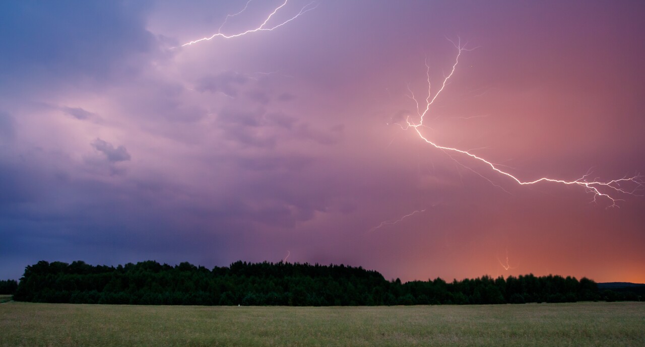 Lightning over field
