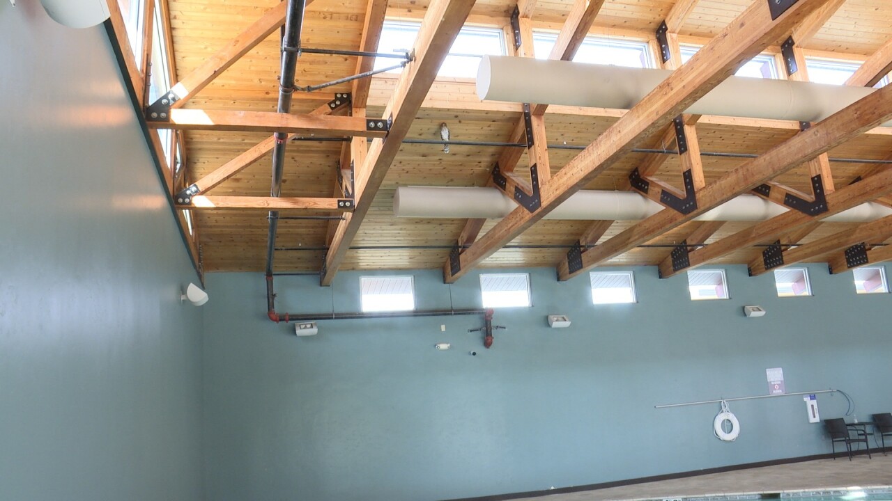 Hawk perched in the rafters above the Avimor Community Pool