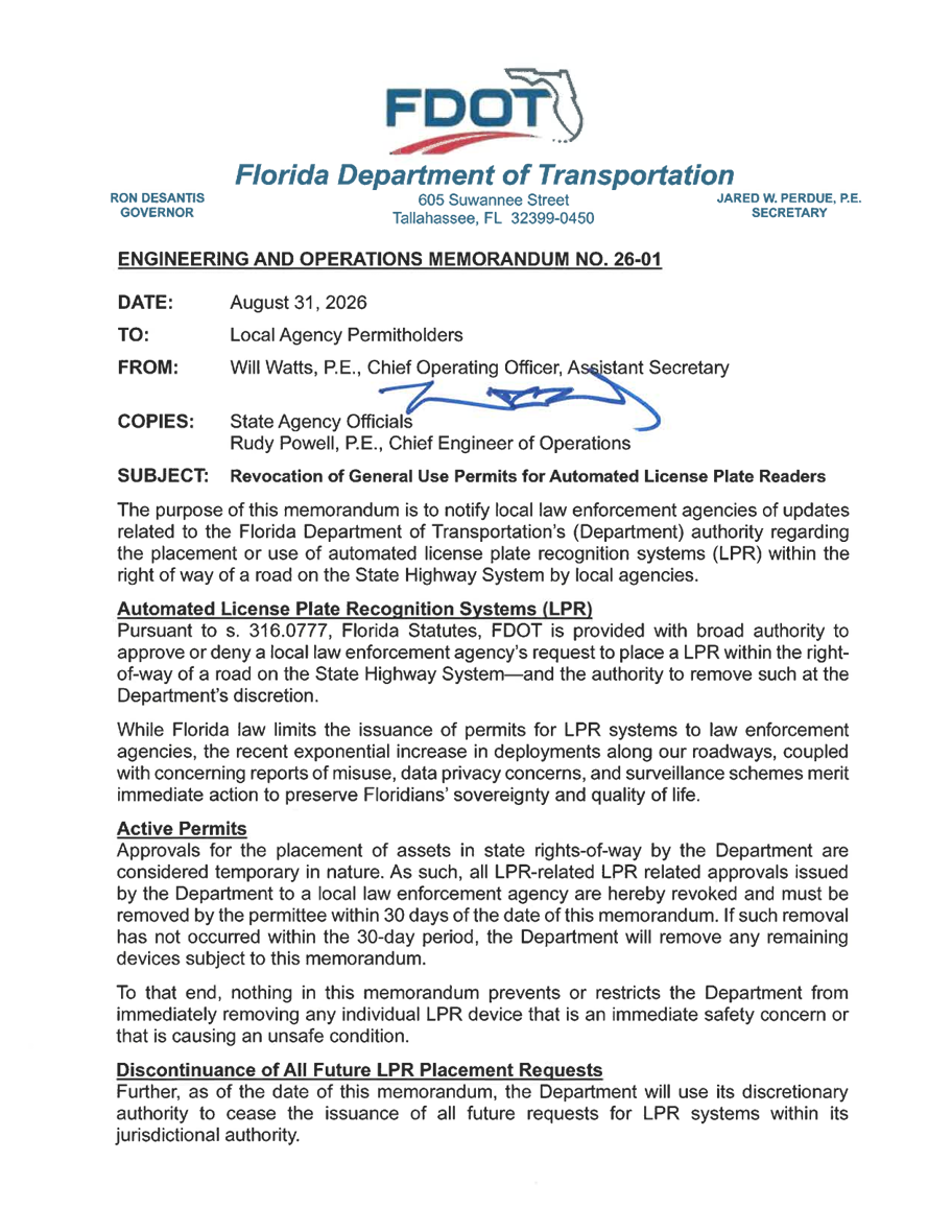 FDOT Memo