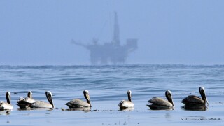 oil platform in the background in the Santa Barbara Channel