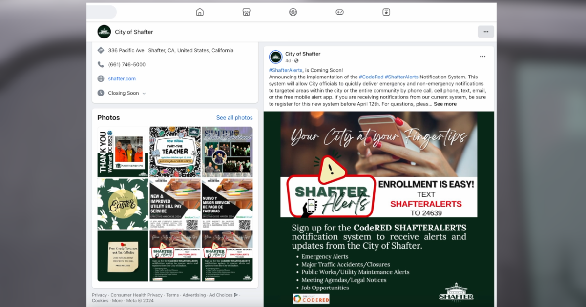 CODE RED: Shafter to introduce new community notification system - Vimarsana News
