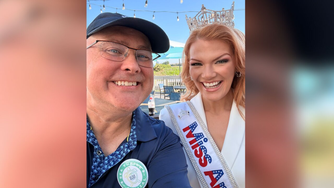 Cassie Donegan with WPTV reporter T.A. Walker. Donegan, Miss New York 2025, was crowned Miss America 2026 on Sept. 7, 2025, in Orlando, Florida. 