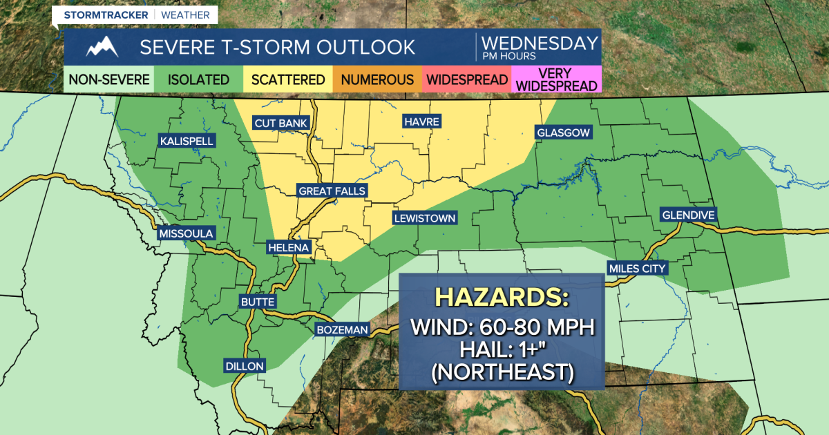 Scattered thunderstorms, some severe, Wednesday afternoon and evening