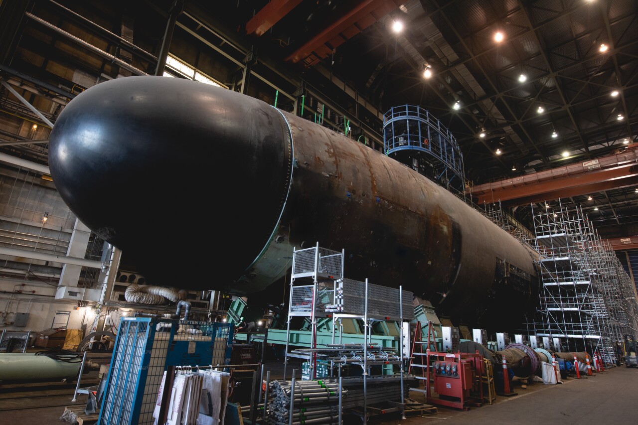 Virginia-class submarine's hull now watertight at Newport News Shipbuilding