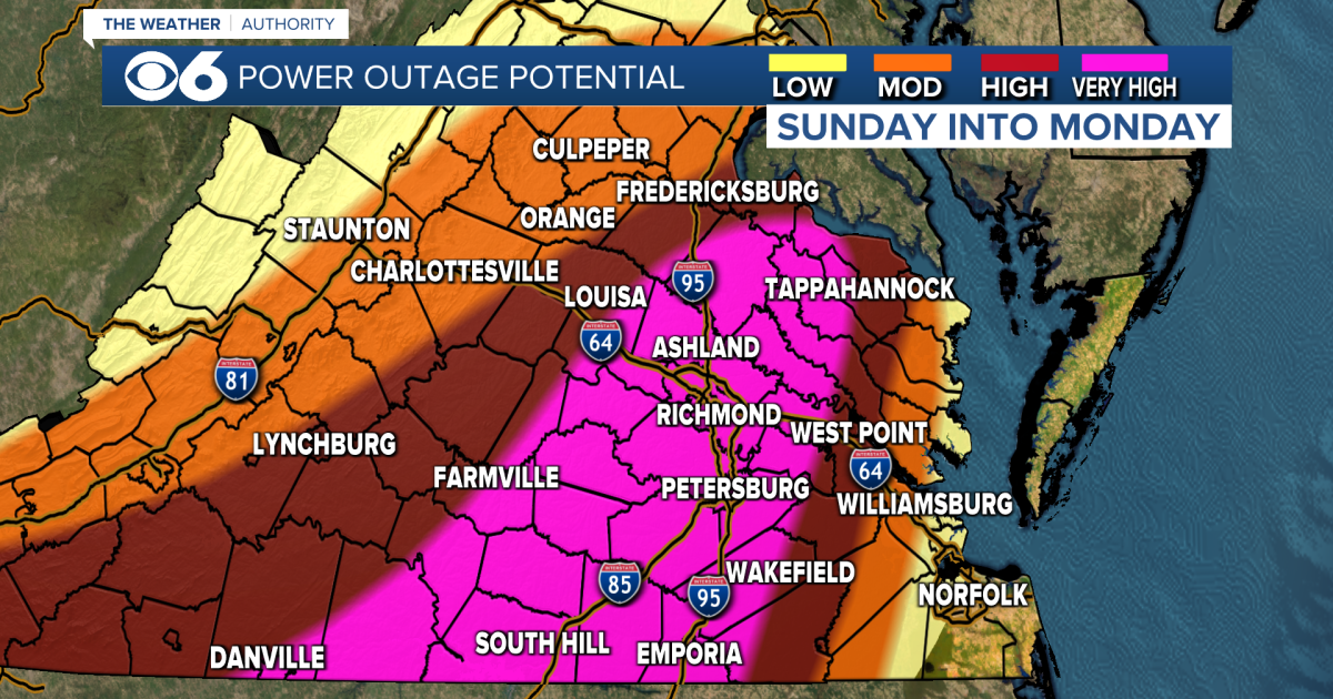 Virginia Ice Storm: Updated power outage numbers across Central Virginia