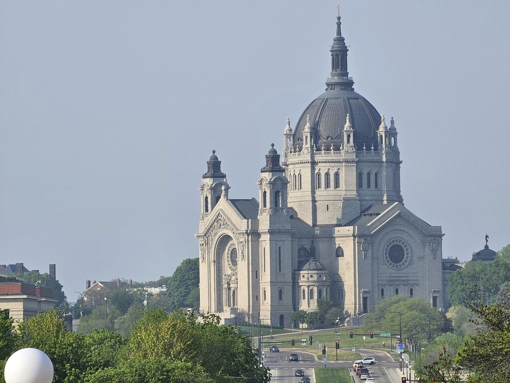 A smoky haze from Canadian wildfires hangs over downtown St. Paul, Minnesota