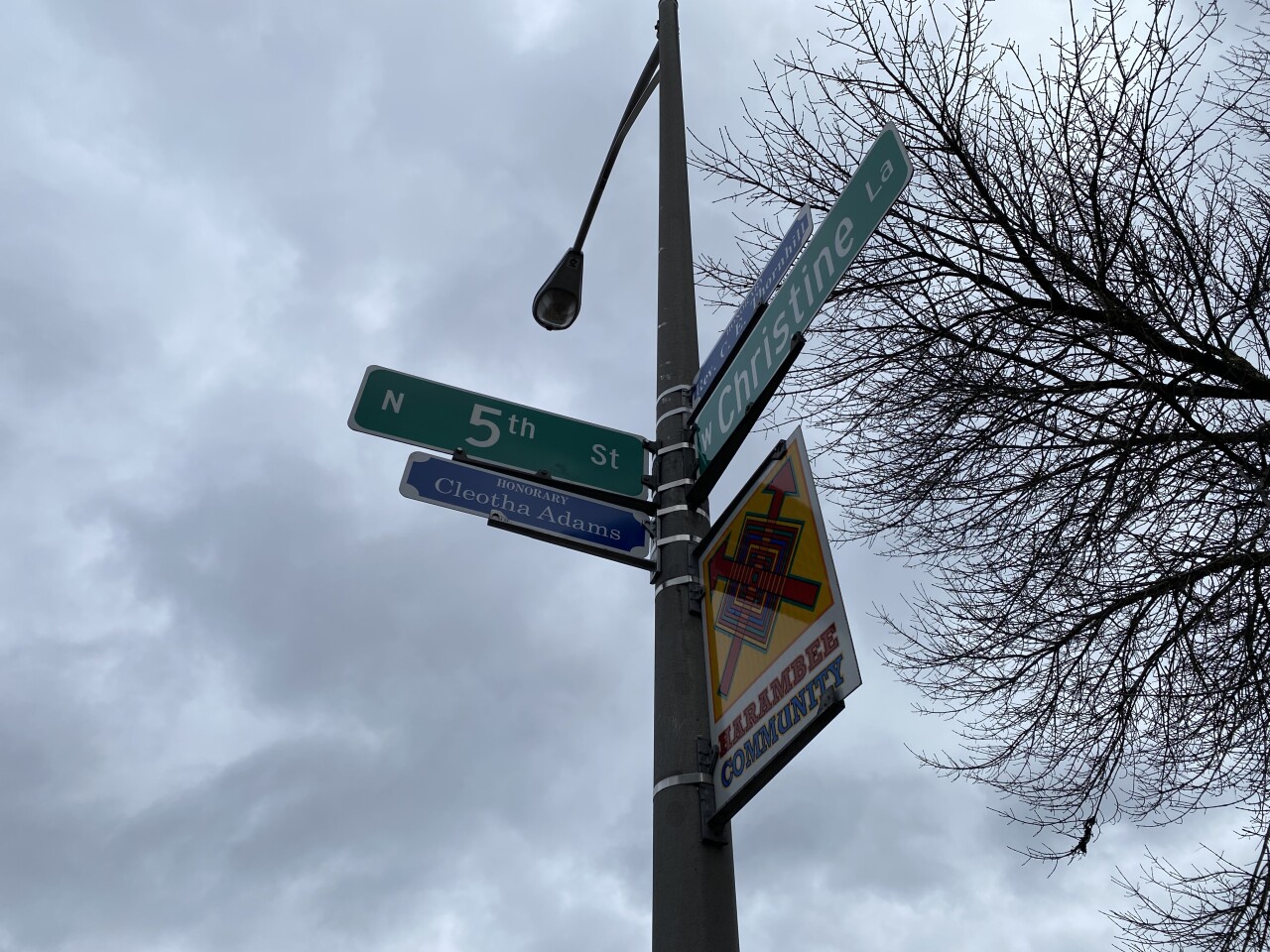Honorary street sign for Cleo Adams