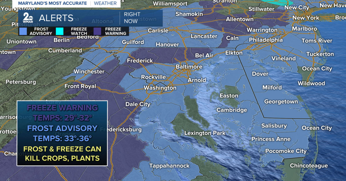 Freeze and frost advisories in effect Wednesday morning