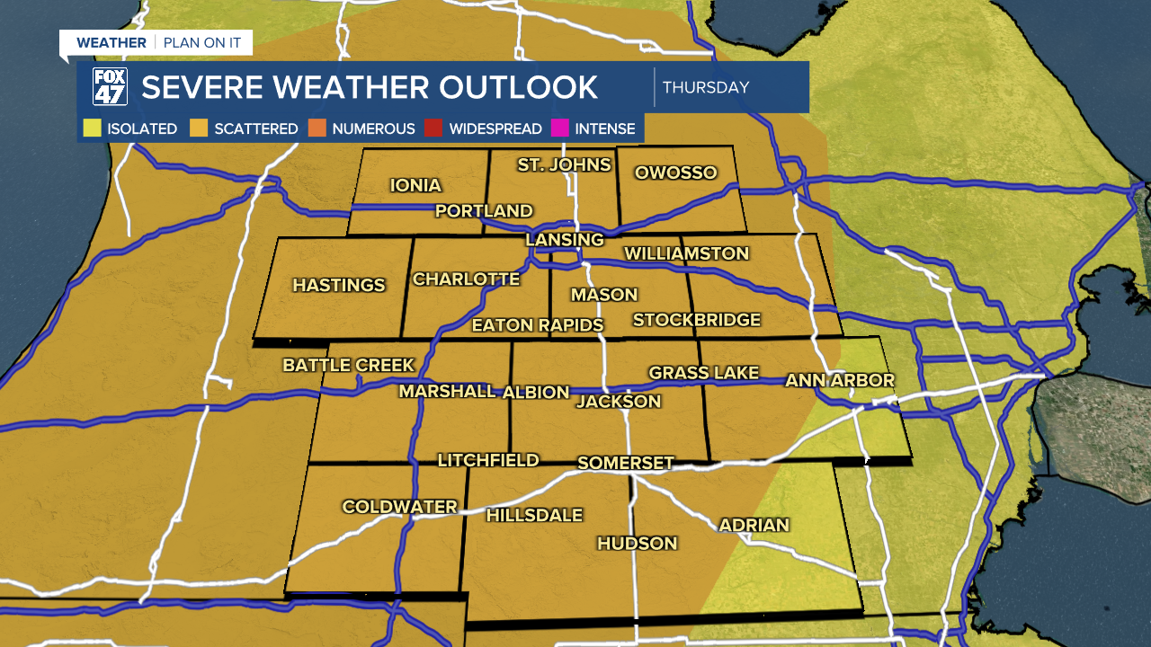 Slight risk for scattered severe storms across all of our neighborhoods Thursday