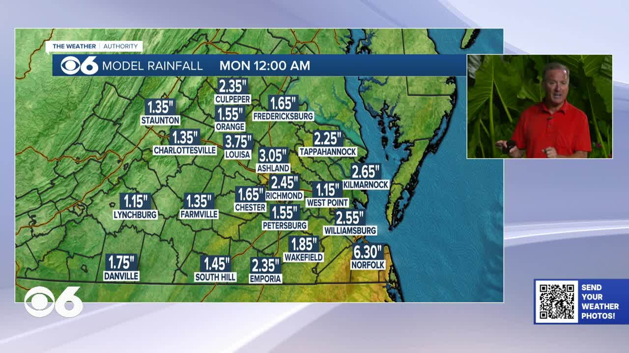Projected Isaias rain totals