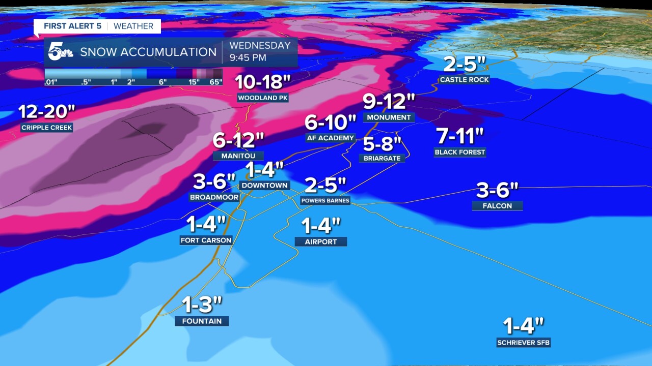 Pikes Peak Region Snow Map
