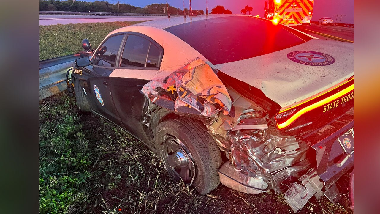 A Florida Highway Patrol trooper was involved in a crash with a hit-and-run driver on Interstate 75 in Broward County on Jan. 2, 2024.