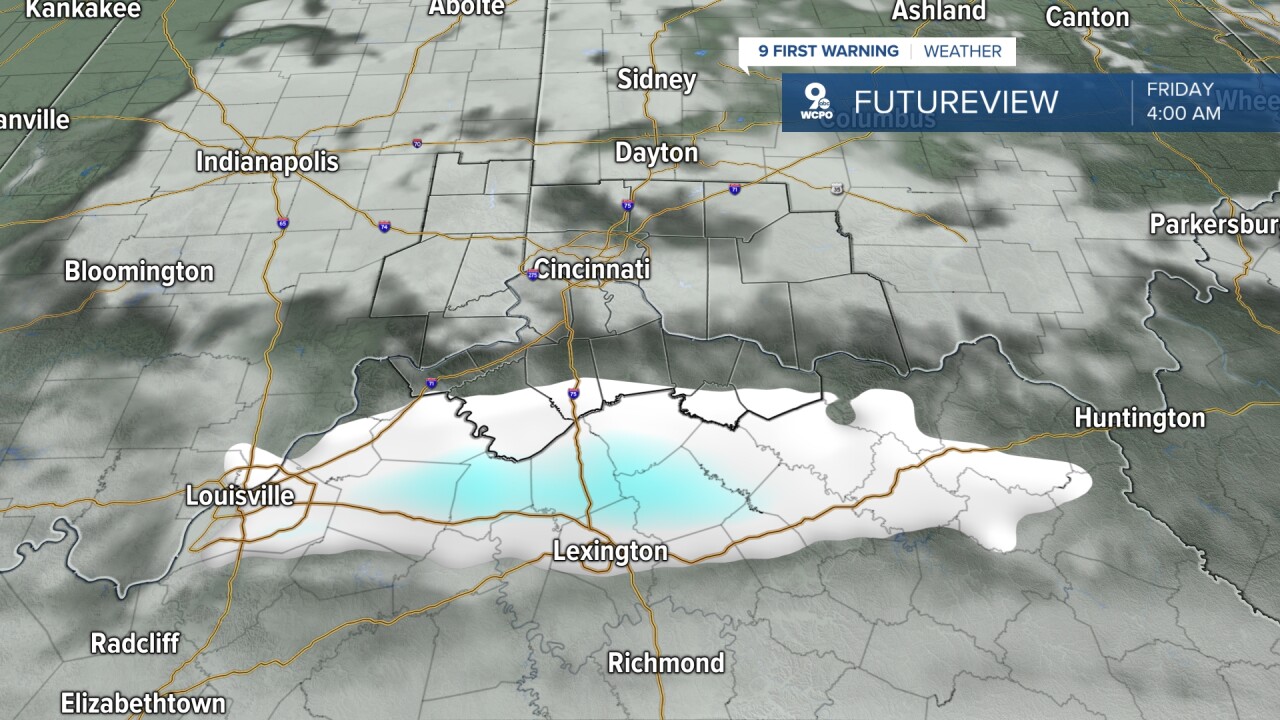 Early Friday morning snow chance