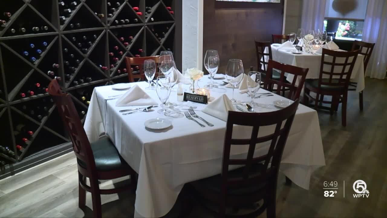 Reserved sign at table at Evo Italian in Tequesta