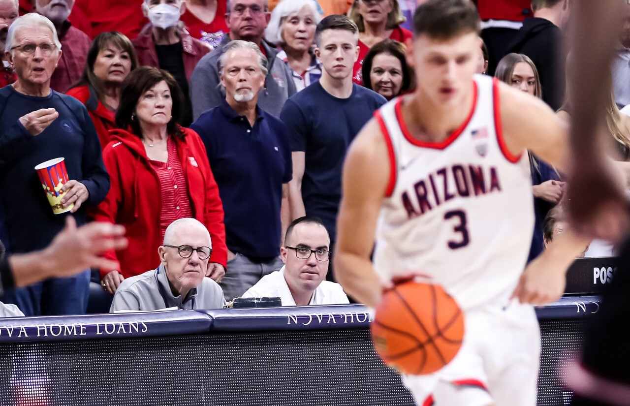 Tom Duddleston on press row at McKale Center