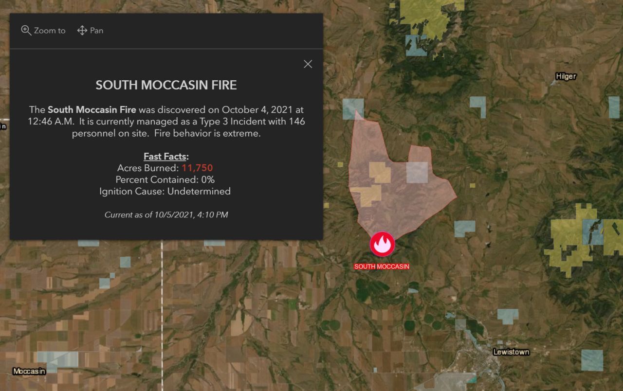 South Moccasin Fire info on MT Fire Info website