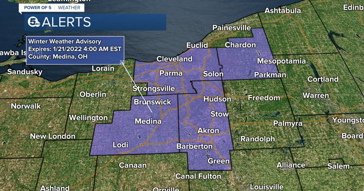 Winter Weather Advisory issued for several Northeast Ohio counties