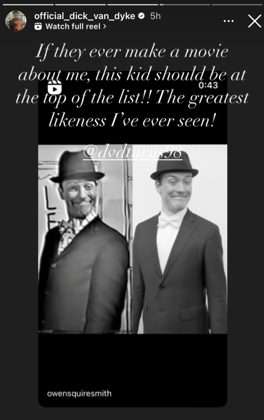 Dick Van Dyke responds to Owen Smith