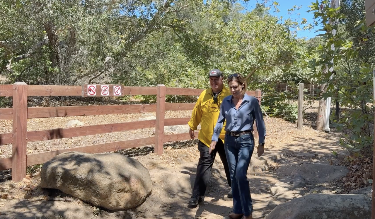 City of SLO Emergency Manager Joe Little provided tips to KSBY Reporter Jessica Roe for hiking at this time of year.png