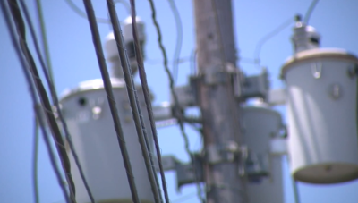 Power lines pole wires