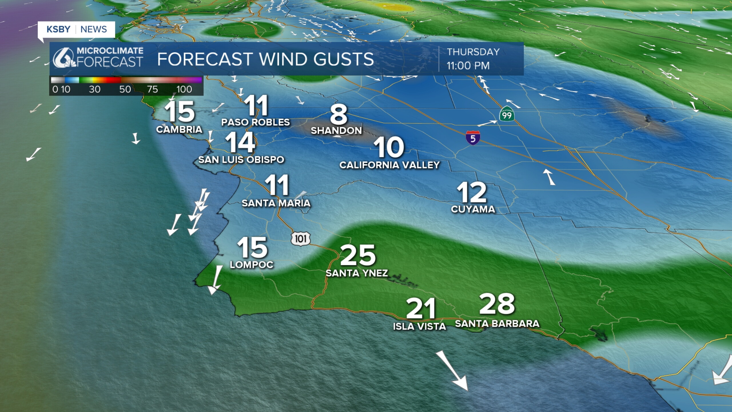 Winds turn more offshore on Friday, with a warm and sunny weekend ahead