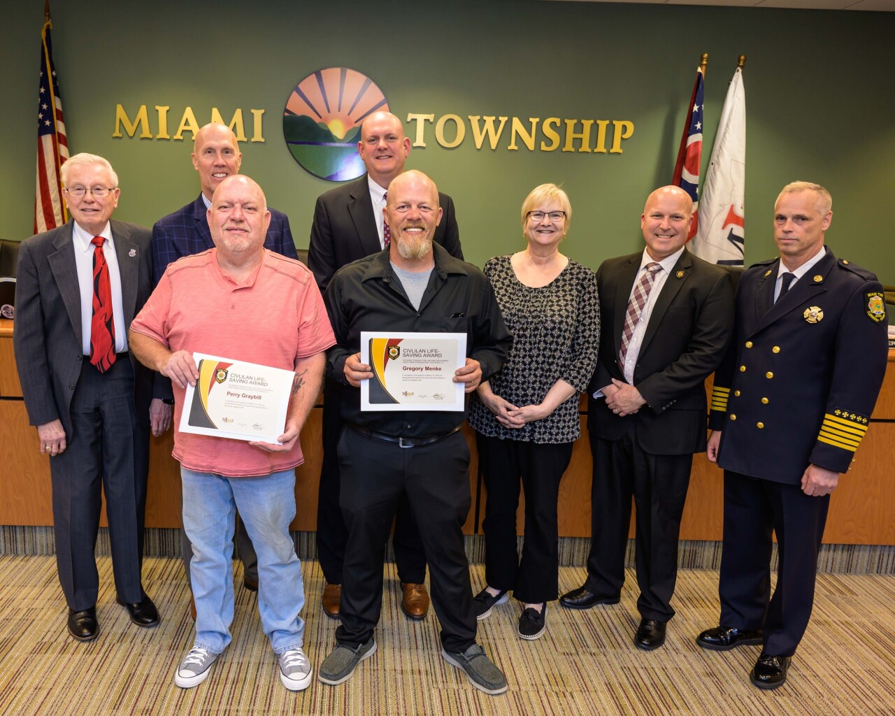 Perry Graybill and Gregory Menke honored by Miami Township leaders