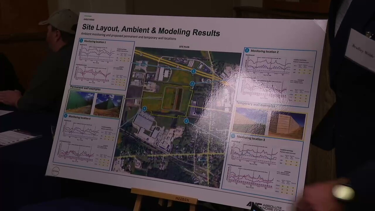 Materials presented at a community open house in Monroeville show the proposed site and layout of the data center project.
