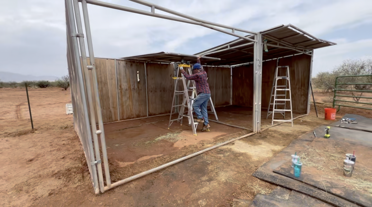 Repairs to a stable after storm damages it