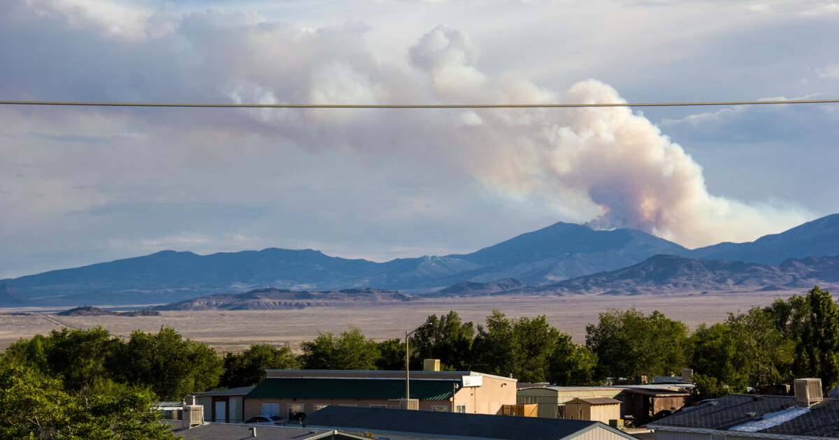 Wildfire burning in eastern Nevada mountains