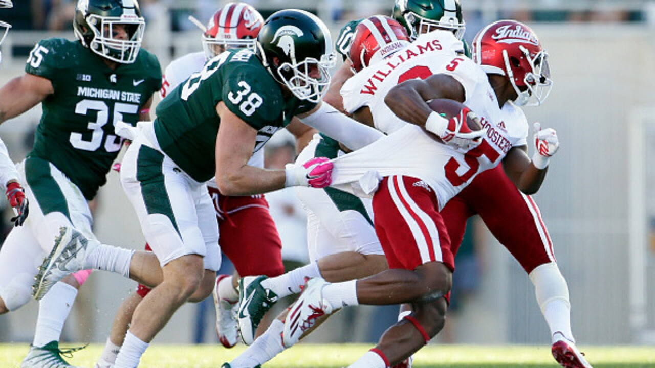 No. 18 Michigan State comes through late, beats Indiana 17-9