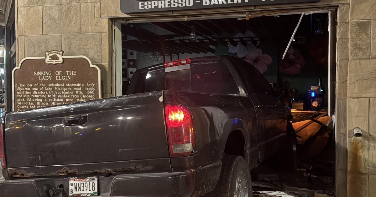 Truck drives in to Grace Coffee in Milwaukee’s Historic Third Ward overnight